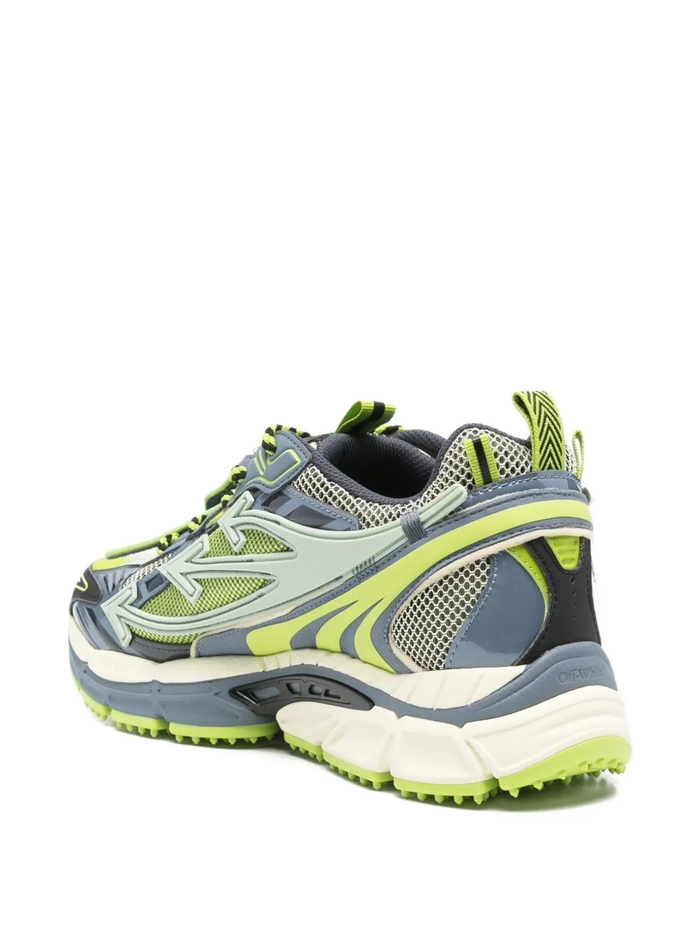 Off-white Lace-up Mesh Sneakers In Green