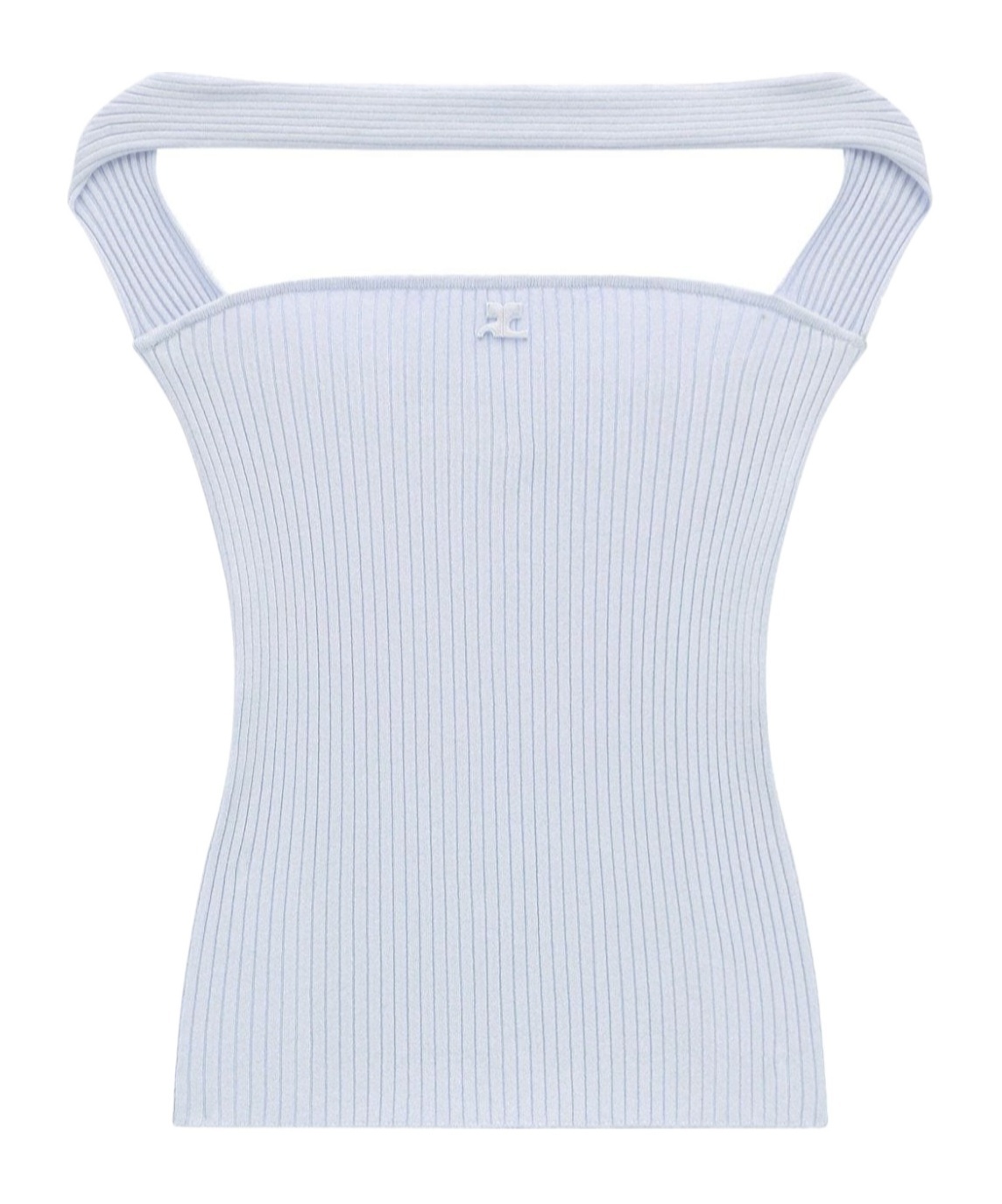 Courrèges Logo-embossed Ribbed-knit Tank Top In White