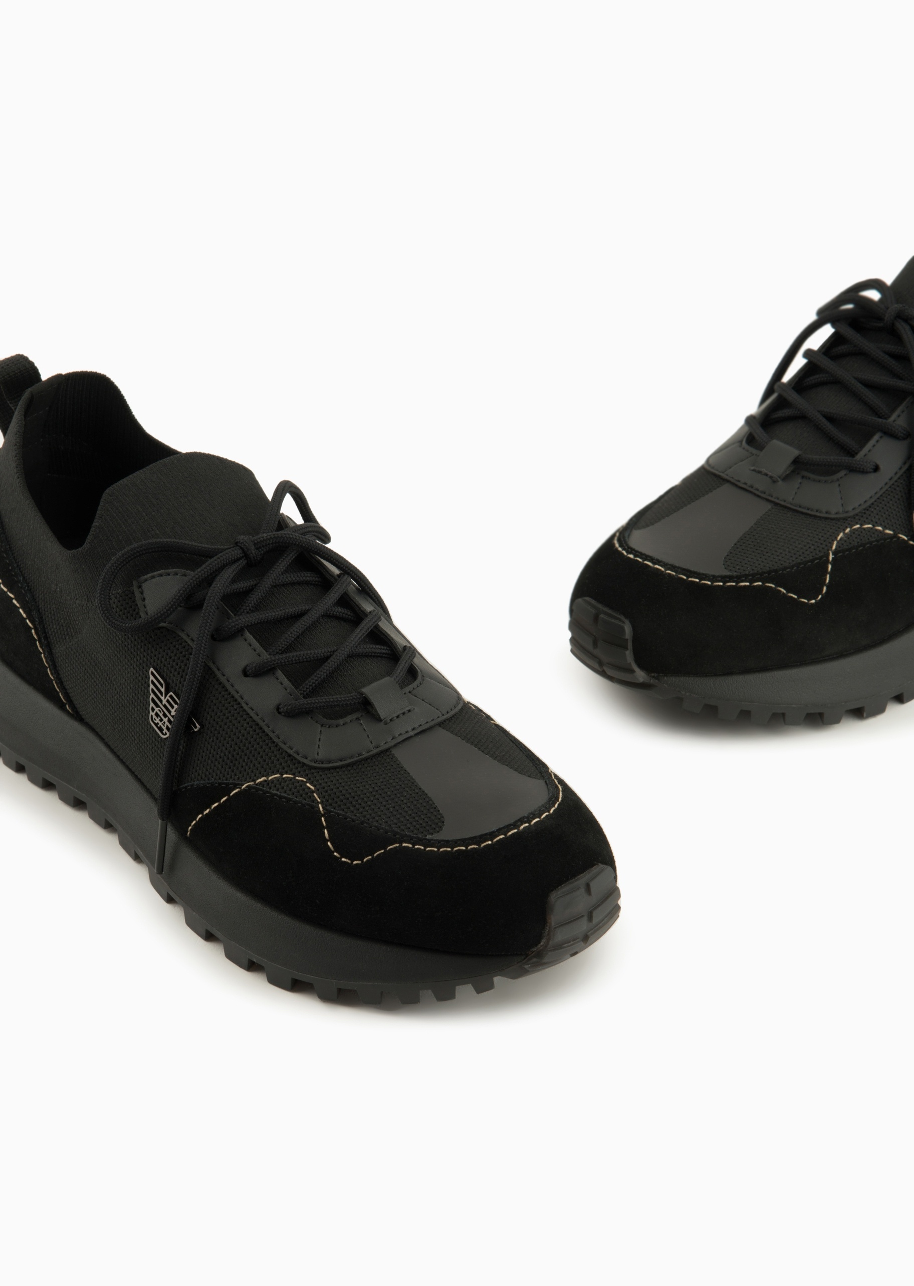 Emporio Armani Lace Up Sneakers In Black