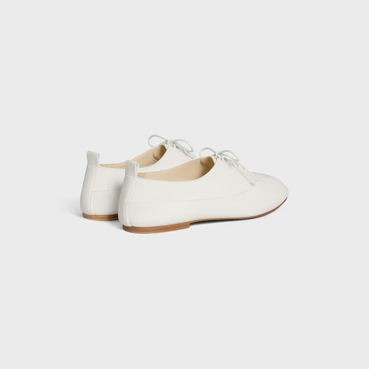Celine Lise Perforated Triomphe Richelieu In Lambskin In White