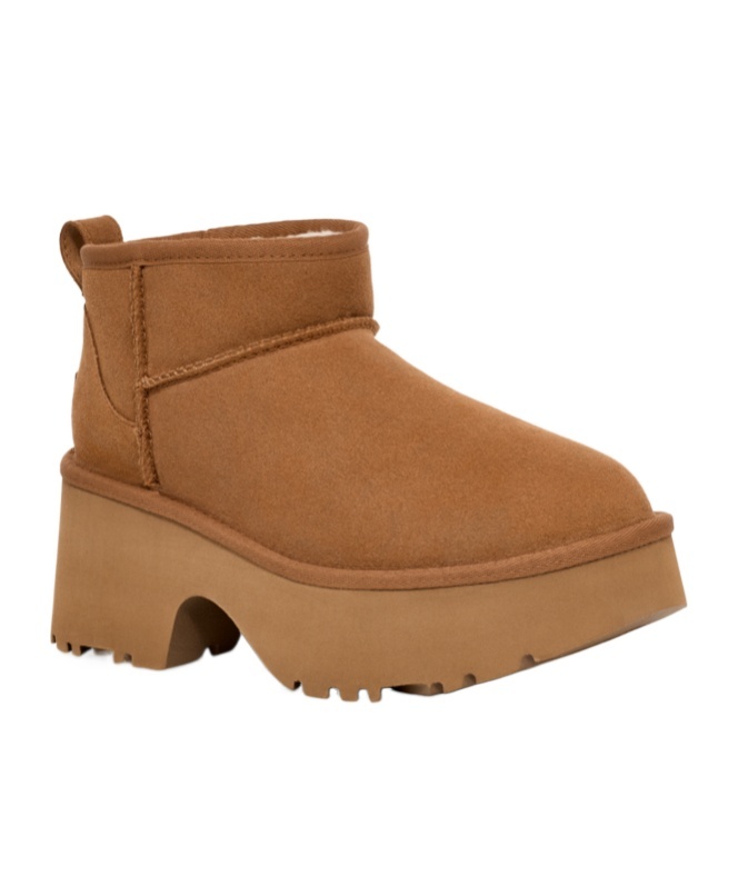 Ugg Classic Ultra Mini New Heights Womens Faux Fur Lined Leather Ankle Boots In Black