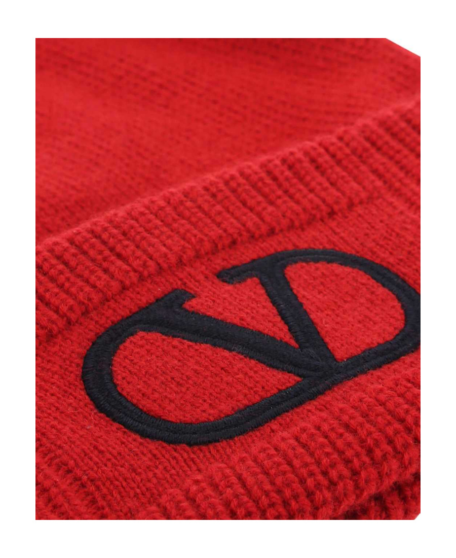 Valentino Vlogo Signature Wool Beanie In Red