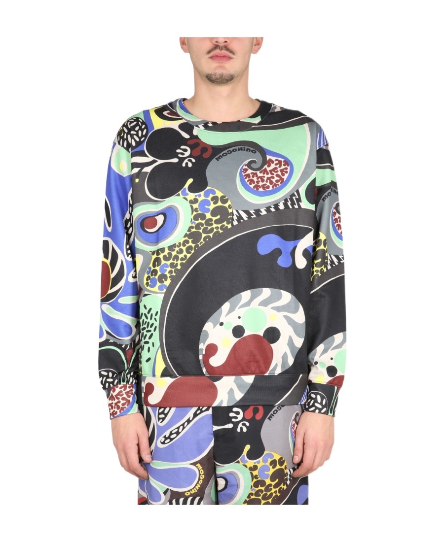 Moschino Psychedelic Print Crew Neck Sweater In Multicolor