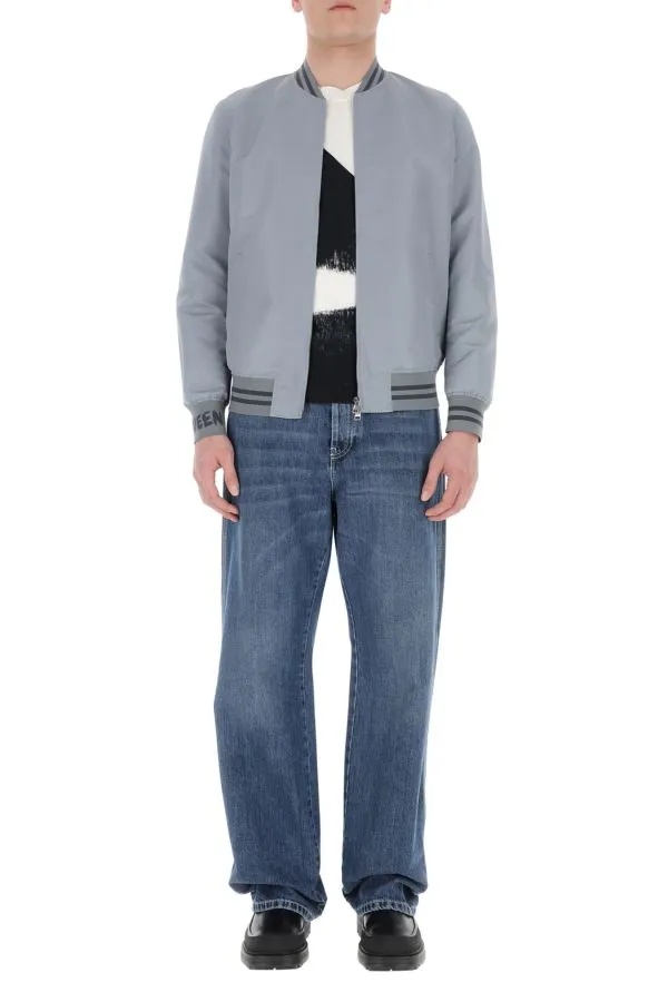 Alexander Mcqueen Wide-leg Panelled Jeans In Blue
