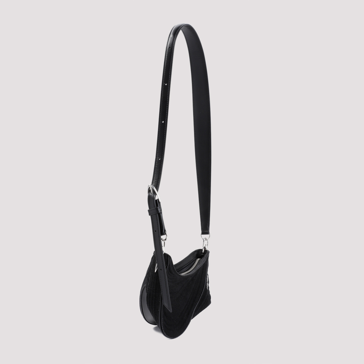 Mugler Black Spiral Curve 01 Shoulder Bag In Black