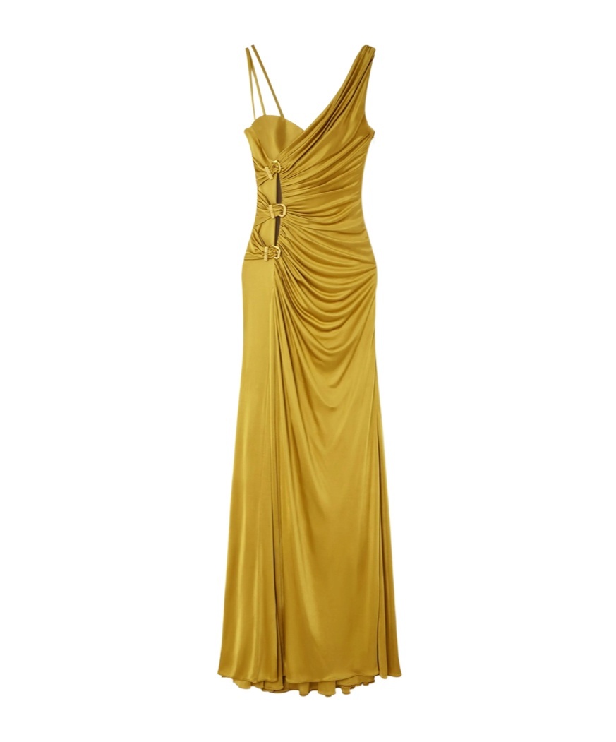 Versace Asymmetric Design Dress In Yellow