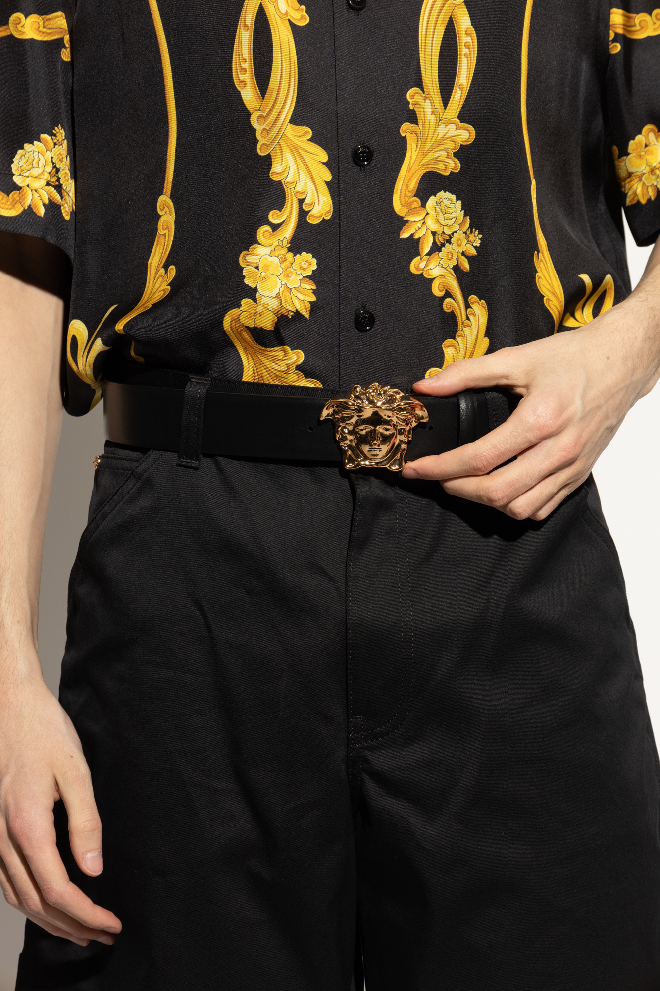 Versace Double-sided Belt In Black