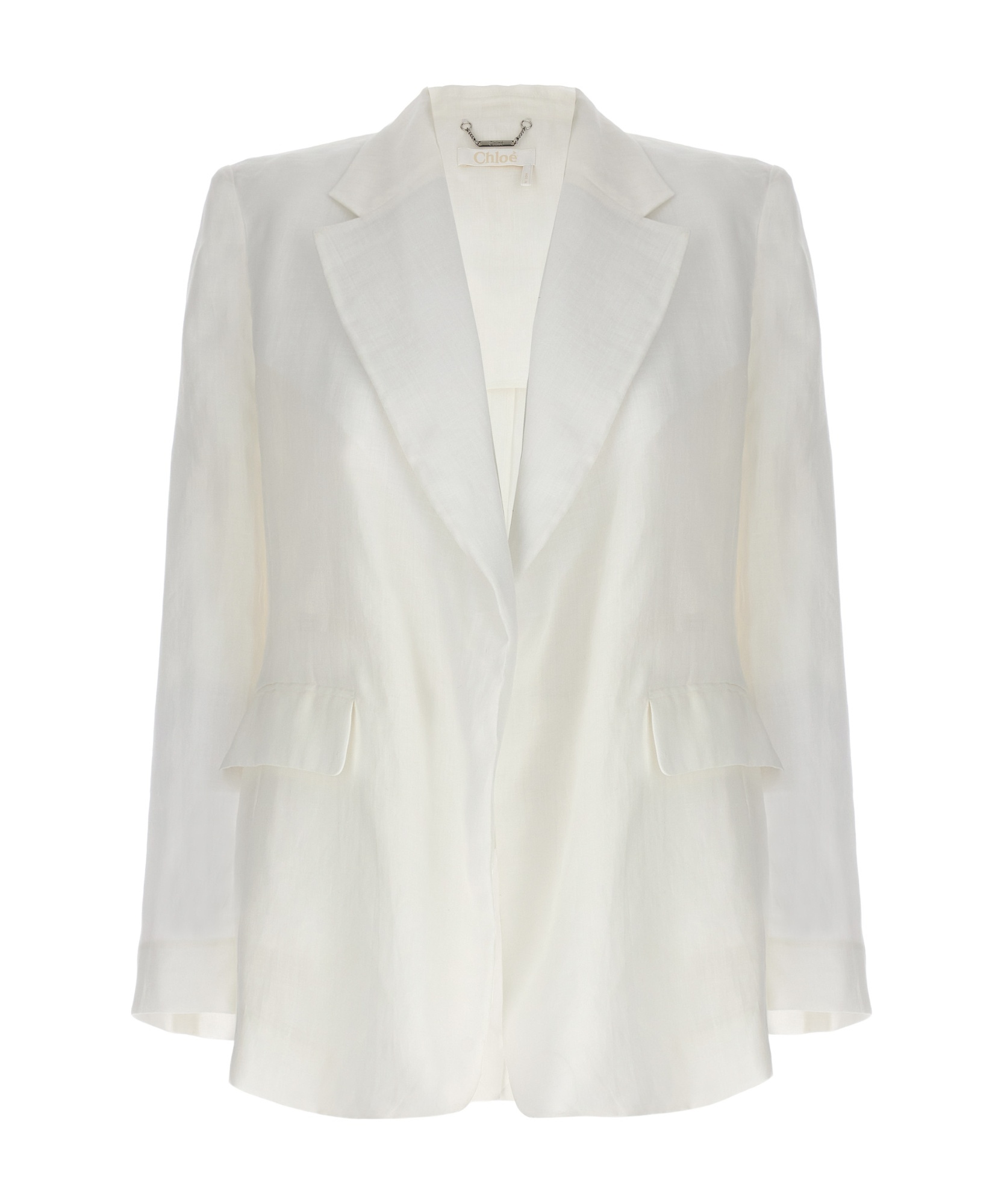 Chloé White Double-breasted Ramie Blazer In White