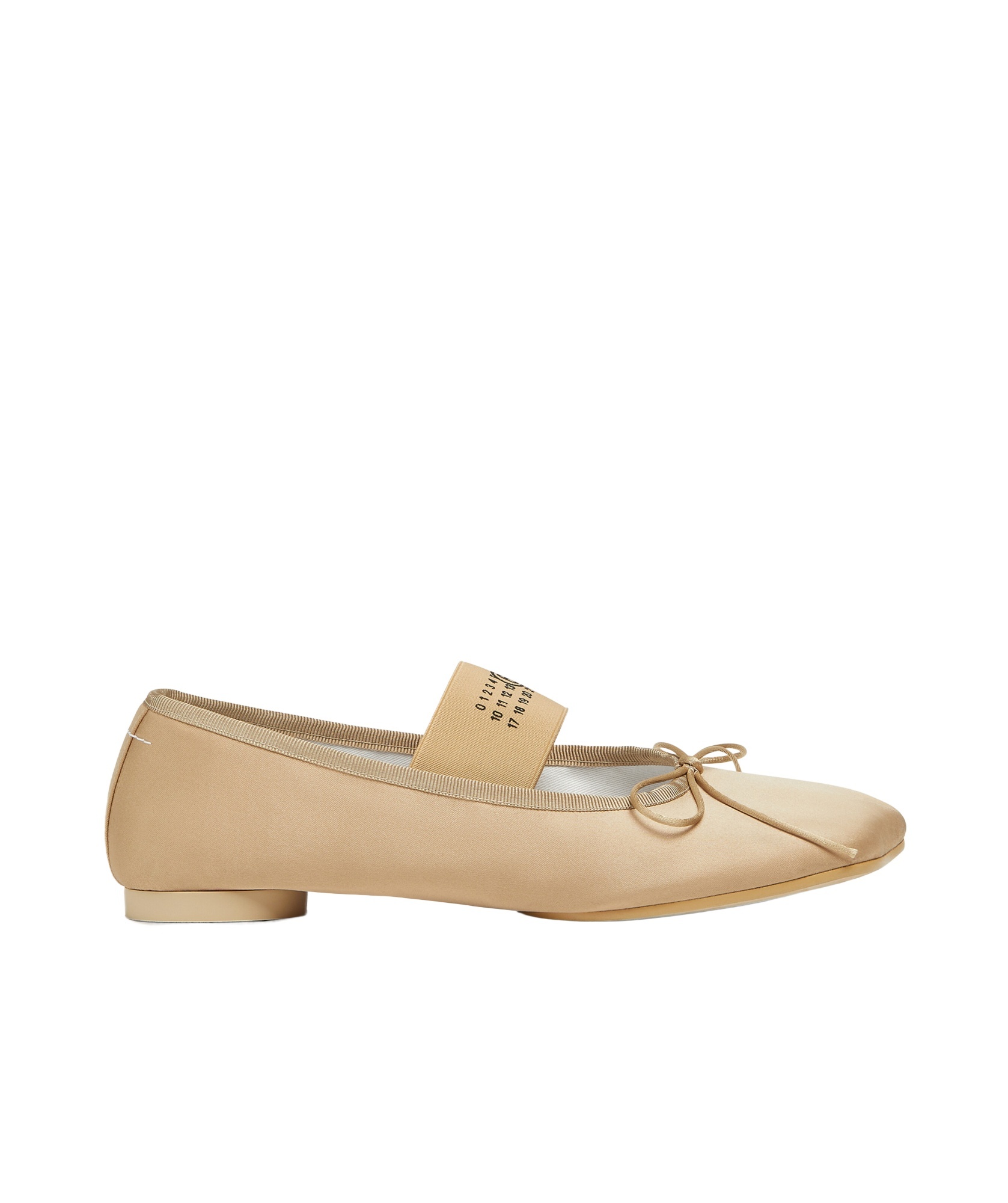 Mm6 Maison Margiela Atomic Sole Leather Block Heel Ballerinas In Nude