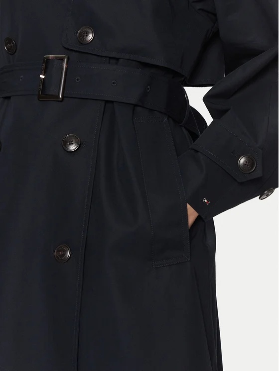 Tommy Hilfiger Double-breasted Trench Coat In Black
