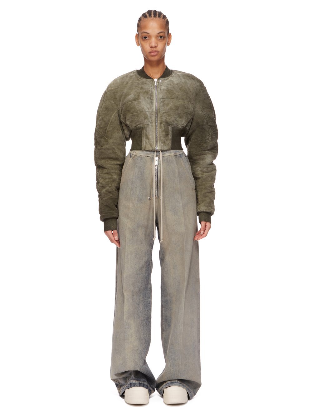 Rick Owens Drkshdw Short Pilot Cotton Coat In Nude