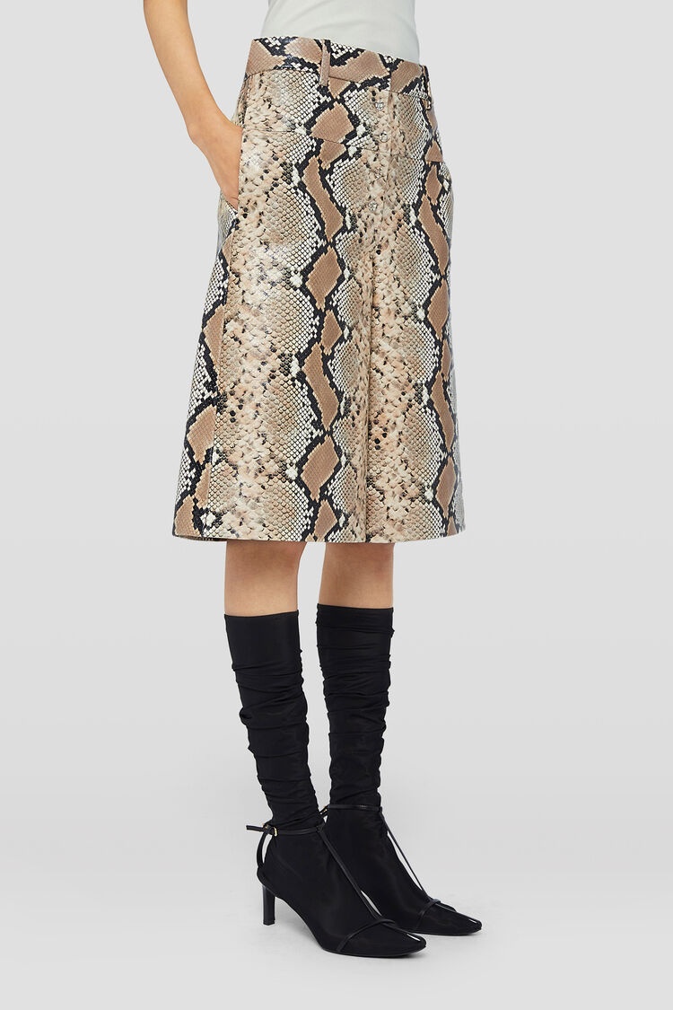 JIL SANDER PYTHON-EFFECT LEATHER BERMUDA SHORTS