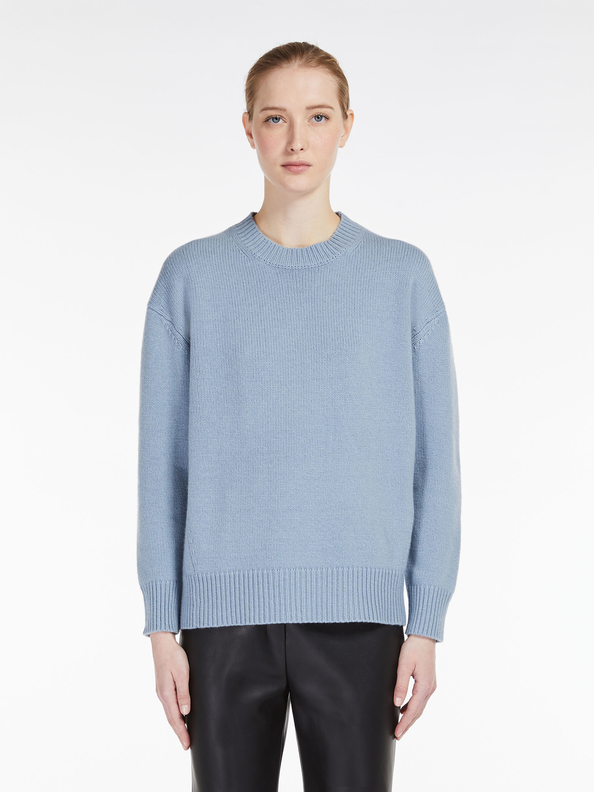 Max Mara Large Profile Wool Cashmere Sweater In Blue