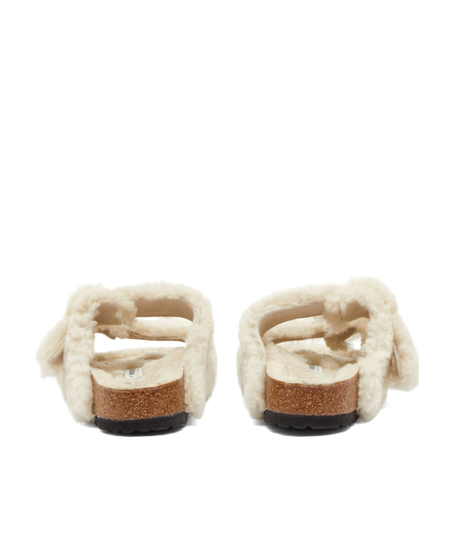 Shop Birkenstock Buckle-fastening Shearling Slides In Nude