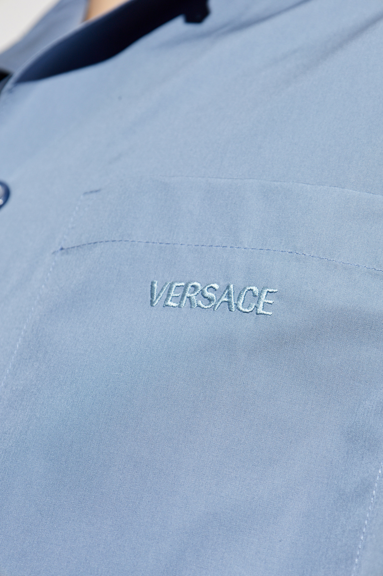 Versace Medusa Cameo Camp Shirt In Blue