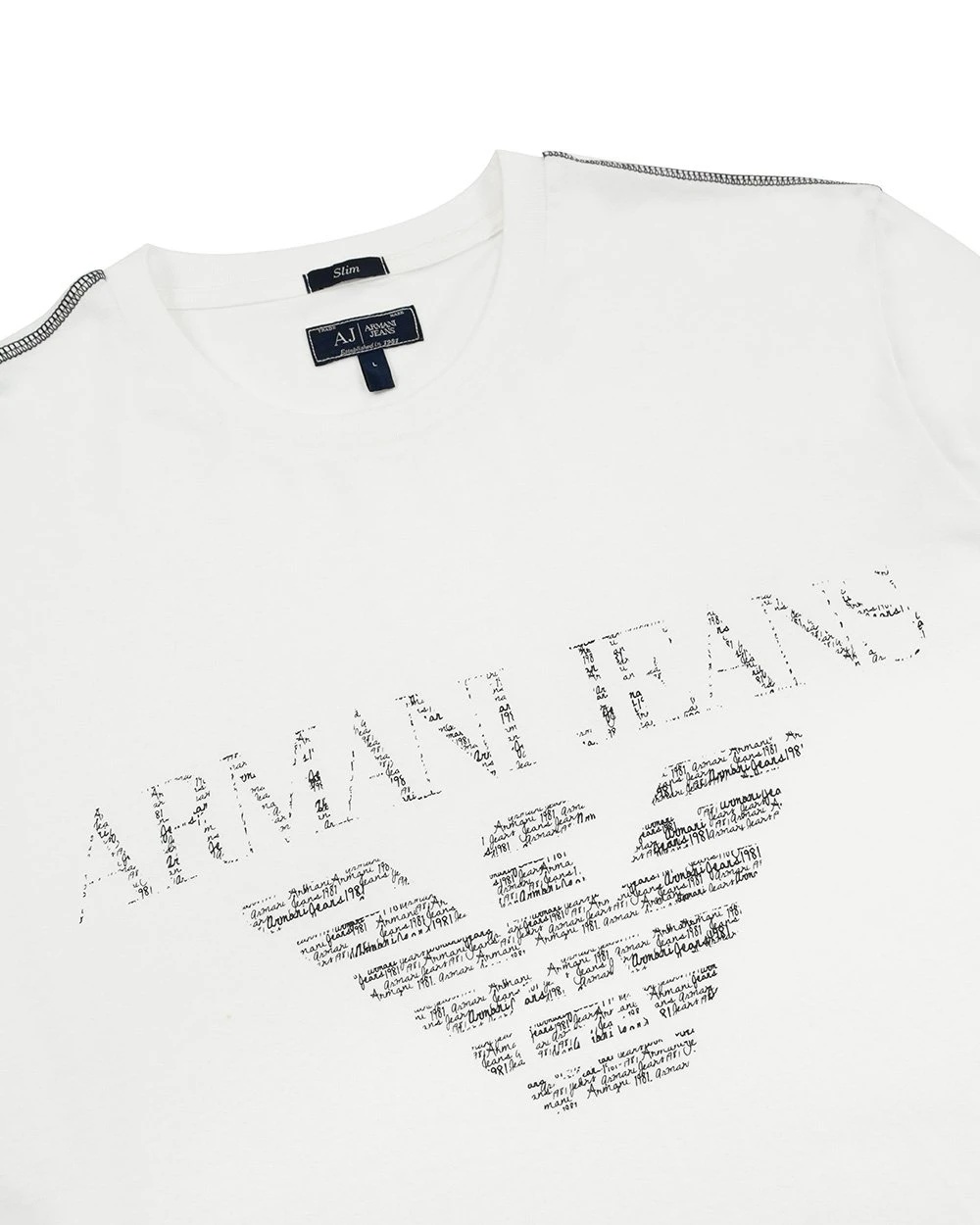 Armani Jeans Round Collar And Long-sleeved T-shirt In White
