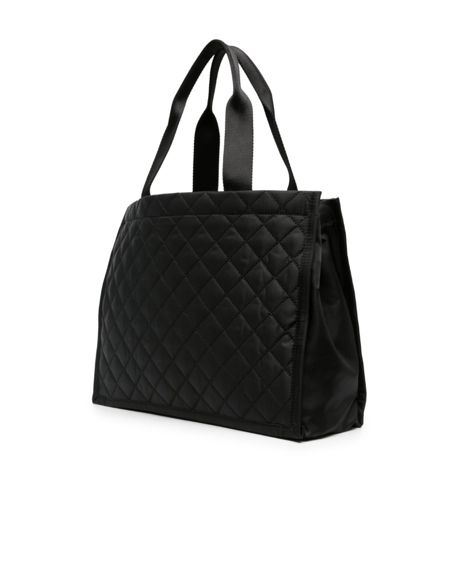 Moschino Logo Pattern Handbag In Black