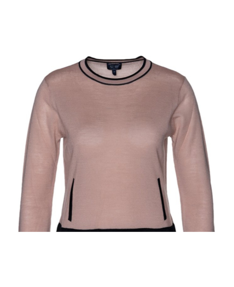 Armani Jeans Densely Knit Pullover With Round Neck In Pink