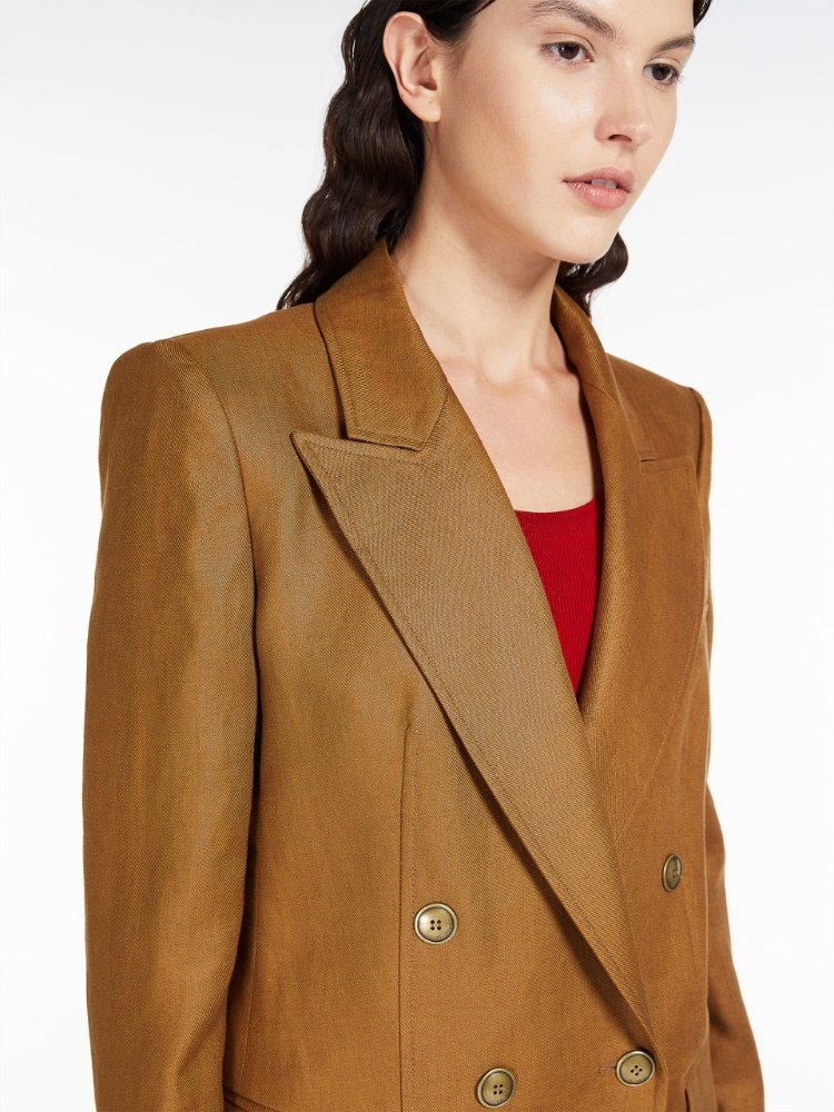 Max Mara Double-breasted Suit Jacket In Brown