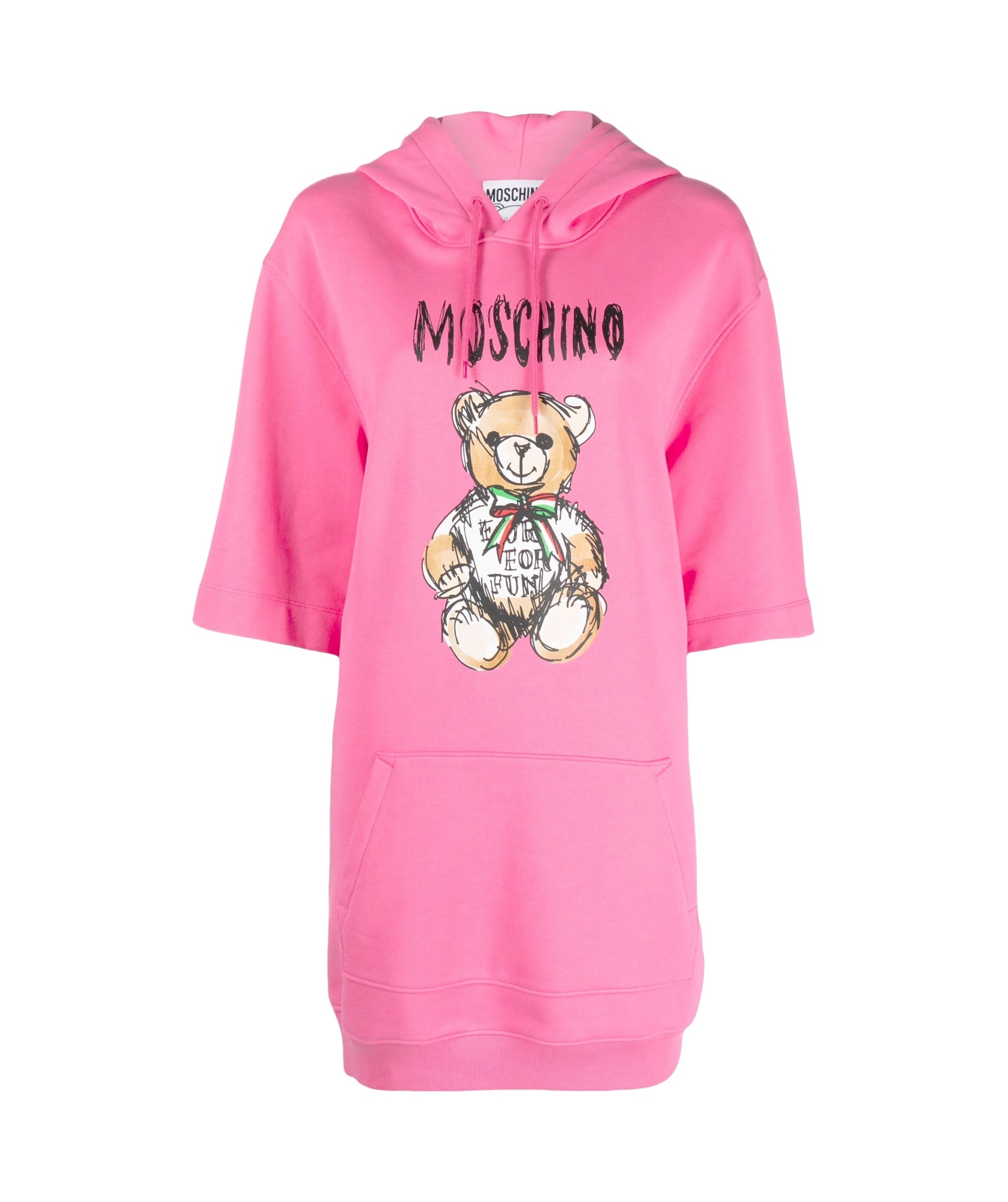 Moschino Teddy Bear-print Organic Cotton Minidress In Pink