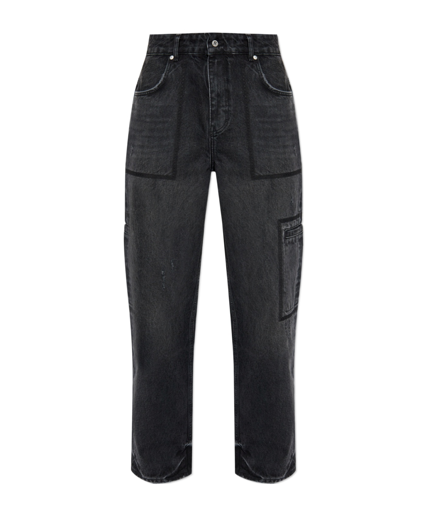 Represent Relaxed Wide-leg Black Denim Pants In Black