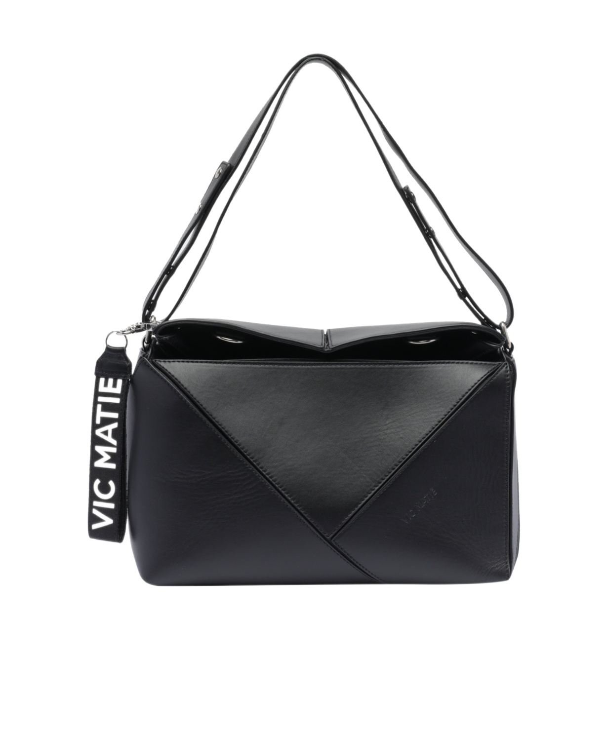Shop Vic Matie Double Handle Shoulder Bag In Black