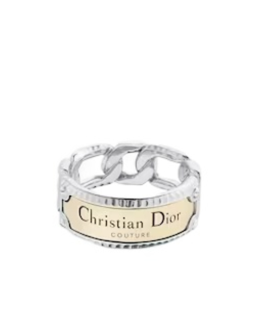 Dior Logo Link Ring In Neutral