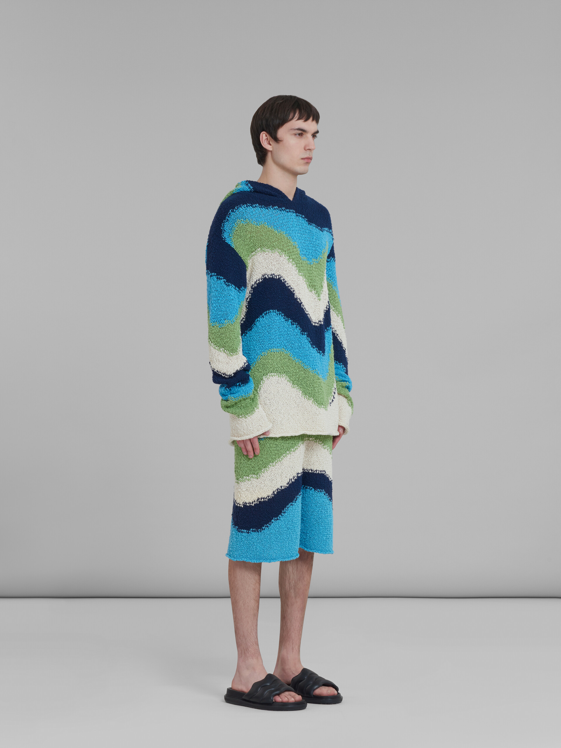 Marni Blue Intarsia Shorts In Blue
