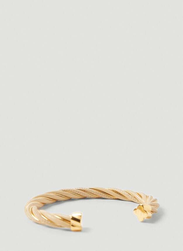 Bottega Veneta Twist Leather Cuff Bracelet In Yellow