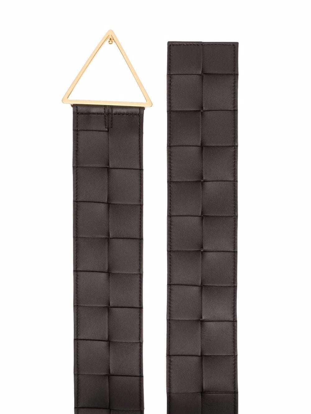 Bottega Veneta Maxi Intreccio Triangle-buckle Belt In Black