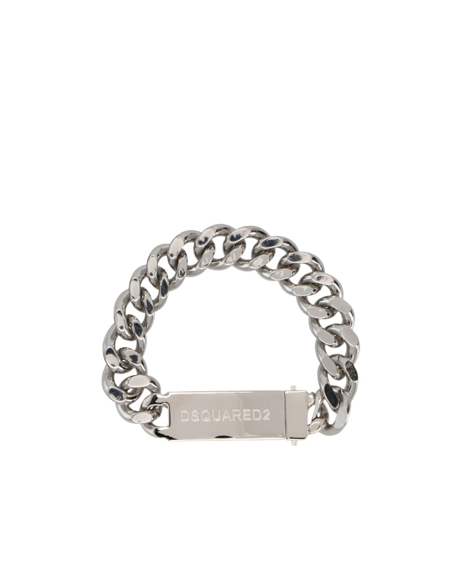 Dsquared2 Logo Plaque Chain Bracelet In Yellow