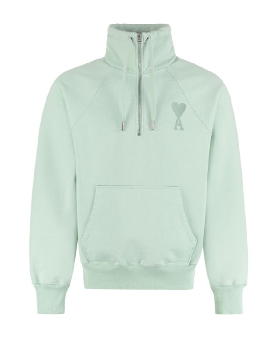 Ami Alexandre Mattiussi Ami De Coeur Half-zip Sweatshirt In White