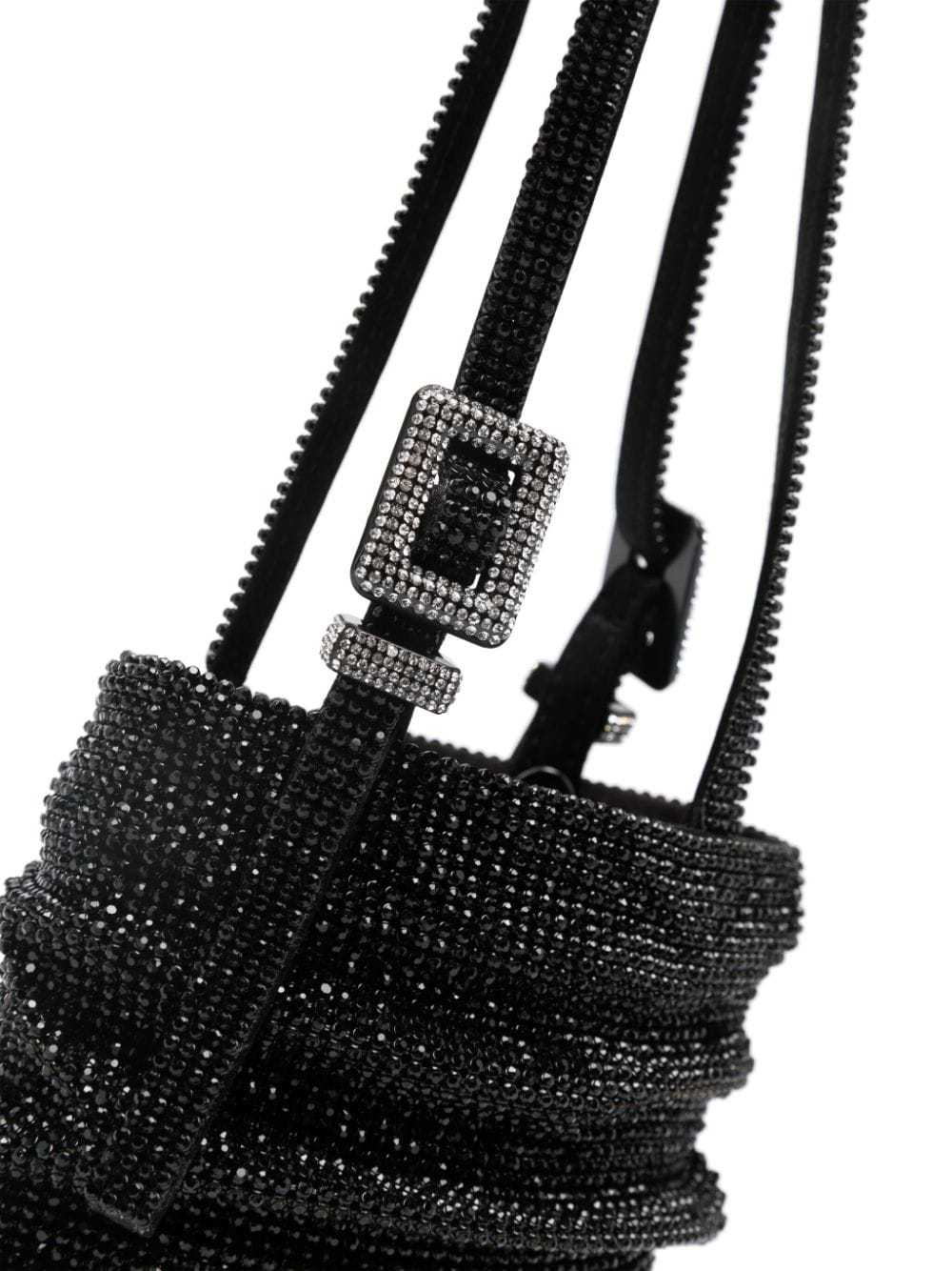 Benedetta Bruzziches Rhinstone-embellished Ruched Mini Bag In Black