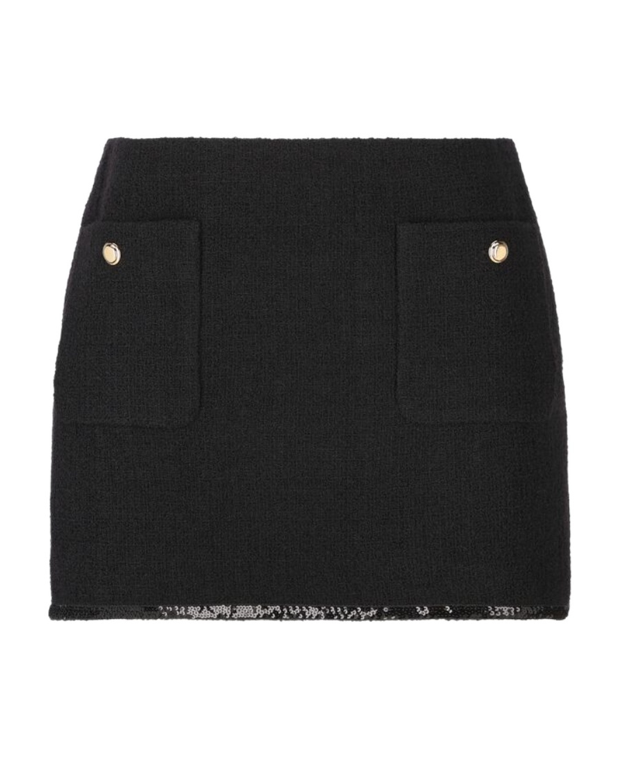 Miu Miu Skirt With Front Pockets And Textured Fabric In Black