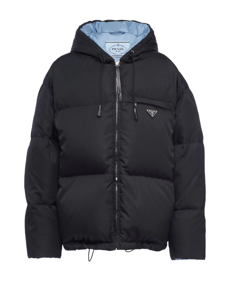 Prada Womens Black Re-nylon Brand-plaque Recycled Shell-down Jacket In Black