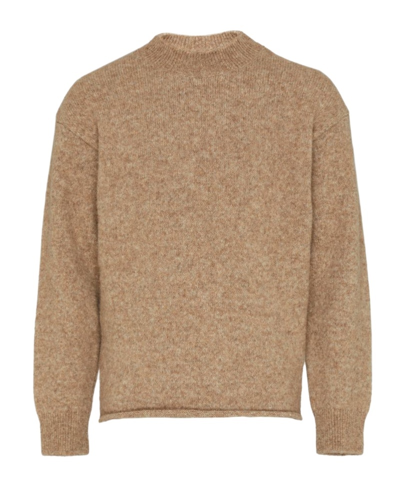 Jacquemus Logo Detailed Knitted Sweater In Beige