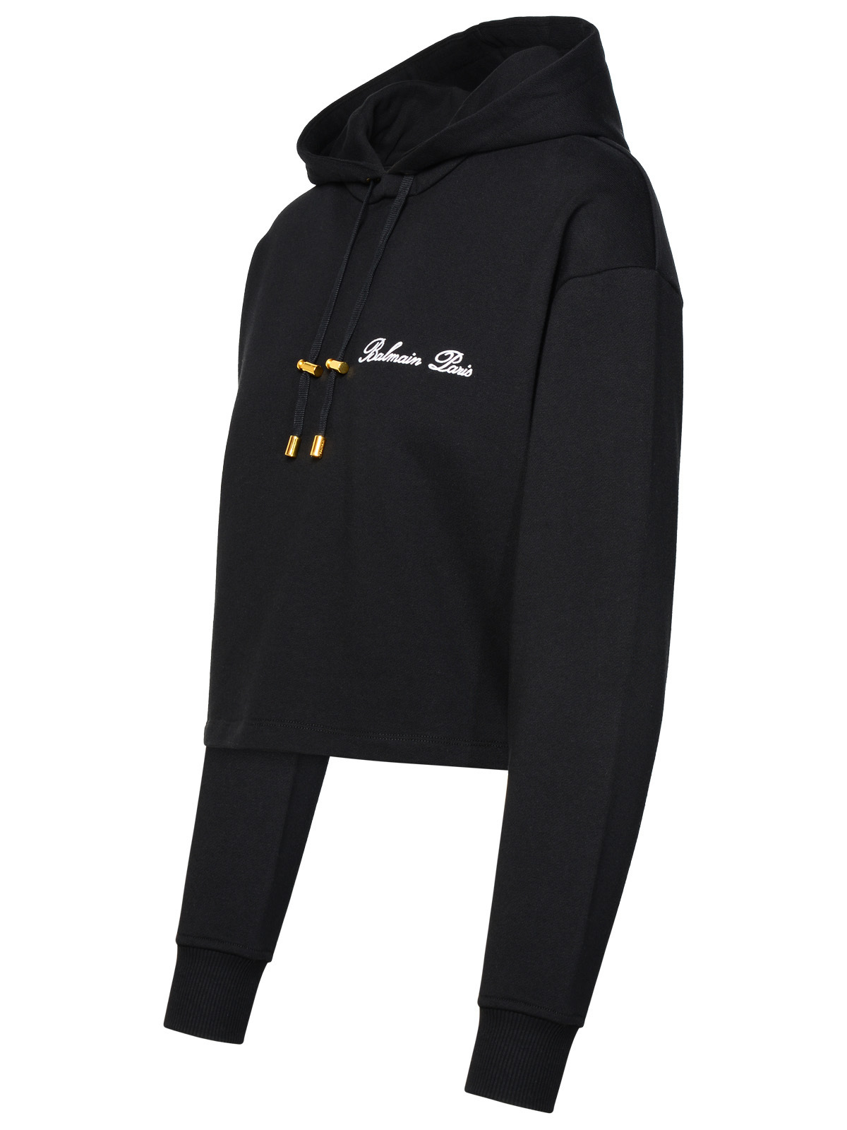 Balmain Embroidered-logo Cotton Hoodie In Black