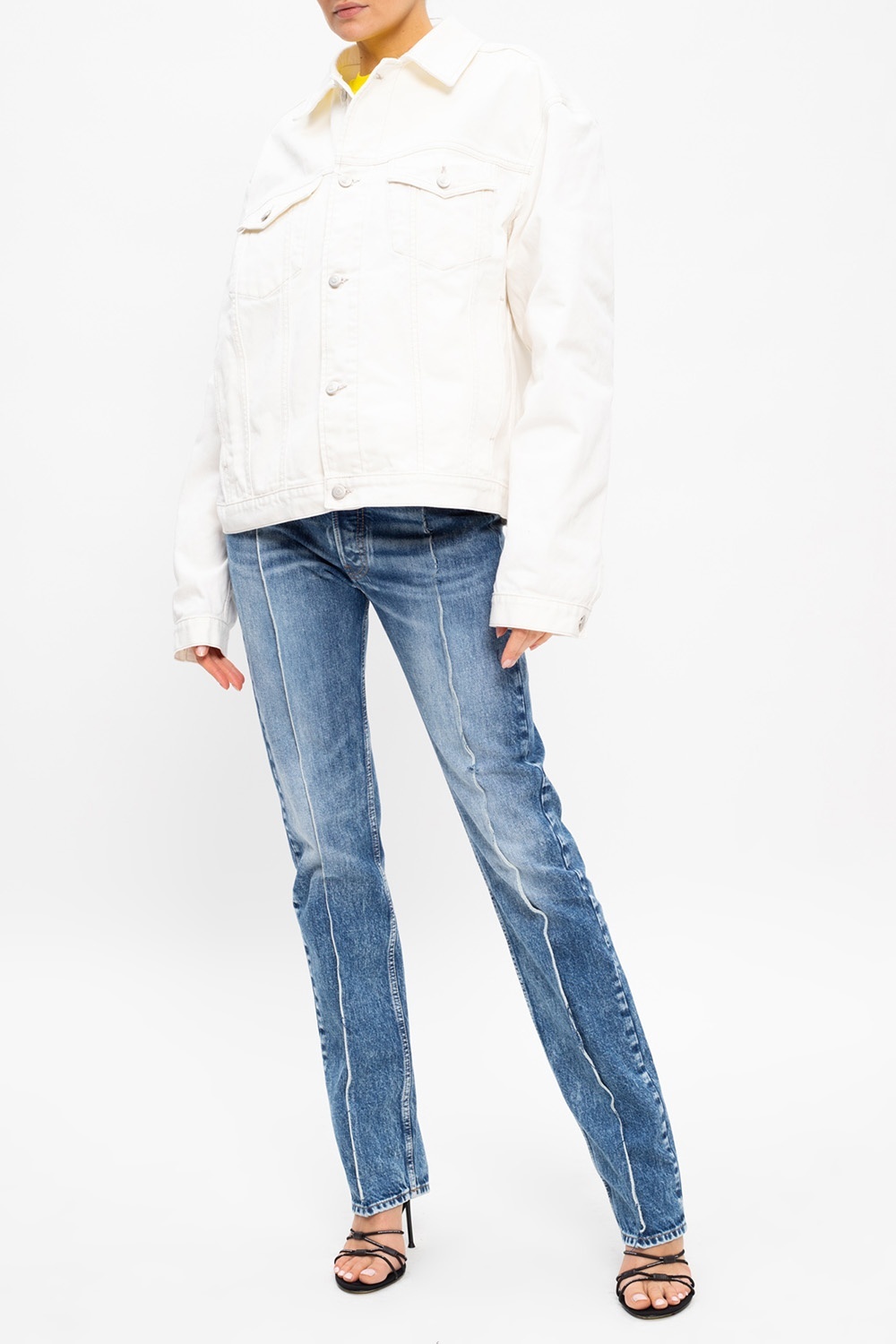 Maison Margiela Oversized Buttoned Denim Jacket In White