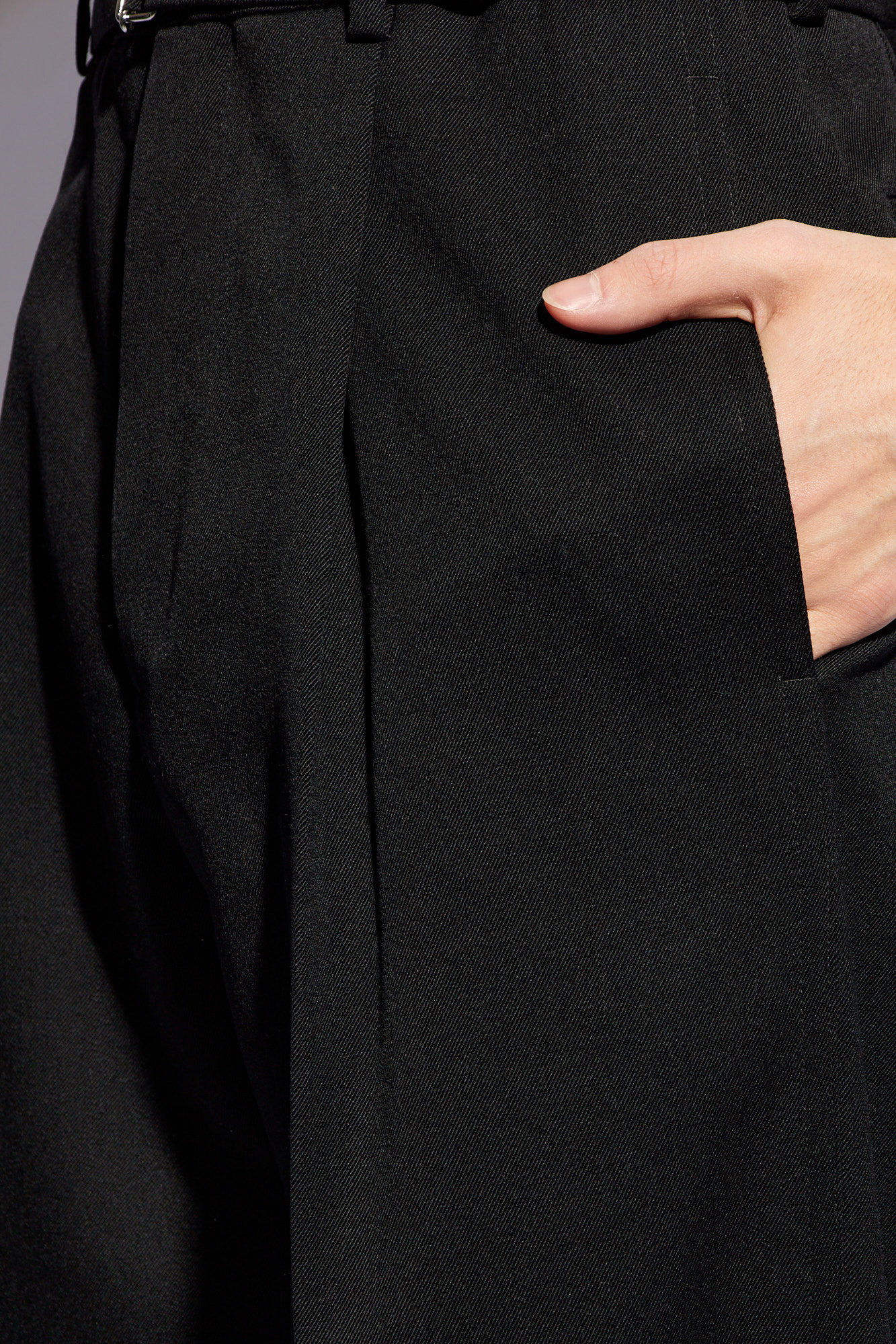 Lanvin Belted Straight Trousers In Black