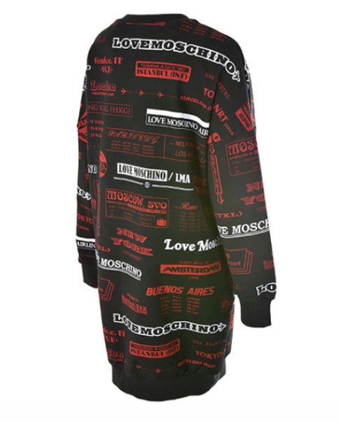 Moschino Fashion Alphabet Pattern Printed Dress In Black