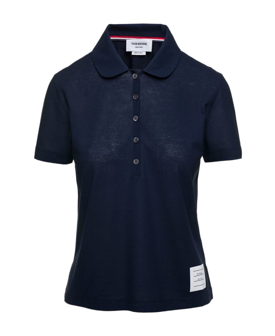 Shop Thom Browne Short-sleeved Polo Shirt In Navy Blue