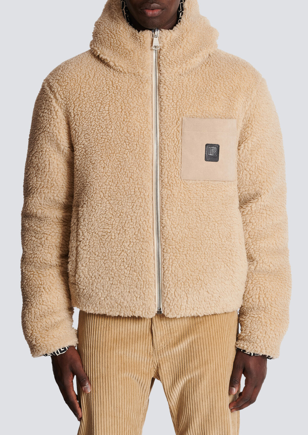 Shop Balmain Monogrammed Reversible Puffer Jacket In Nude