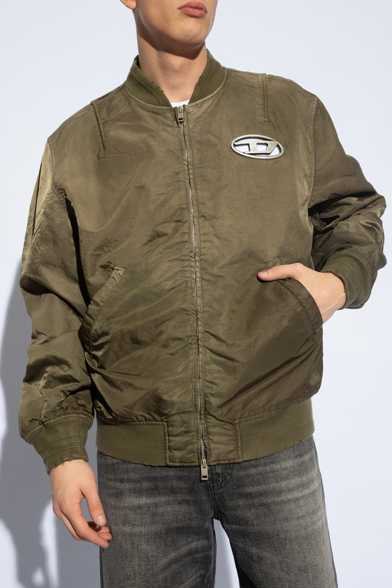 Shop Diesel J-kepes Logo-plaque Bomber Jacket In Green