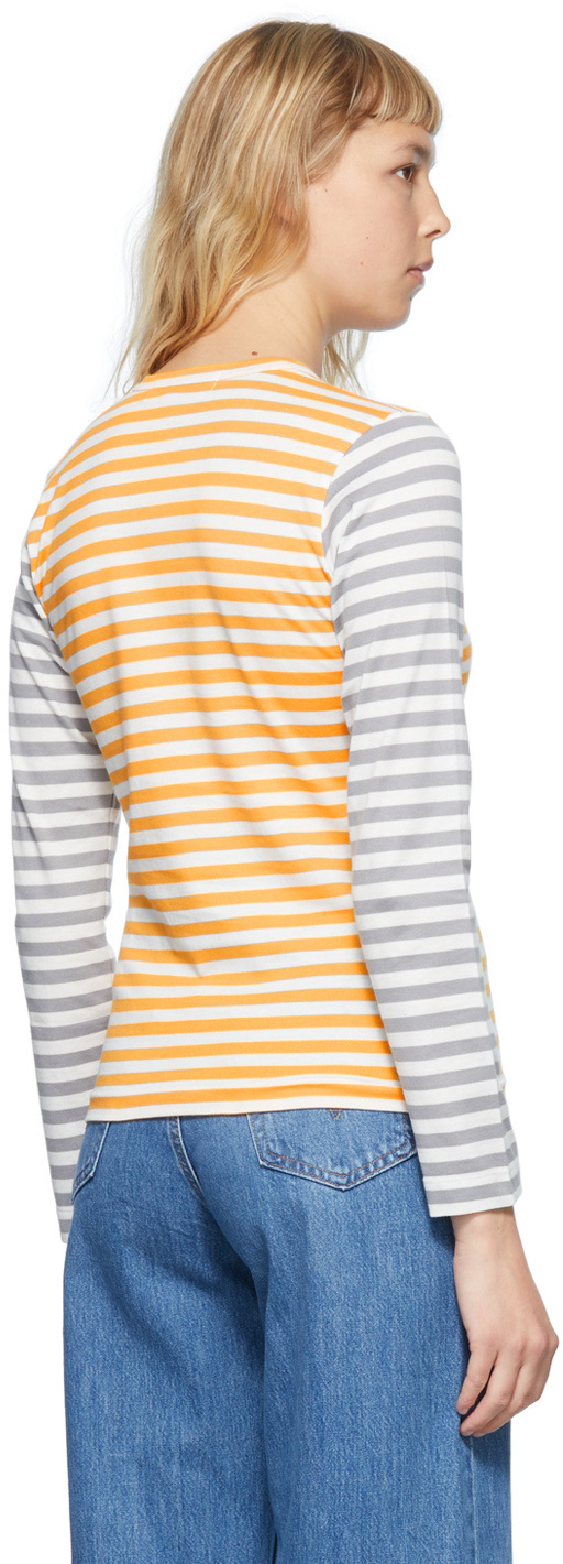 Comme Des Garçons Play Striped Long-sleeved T-shirt In Multicolor