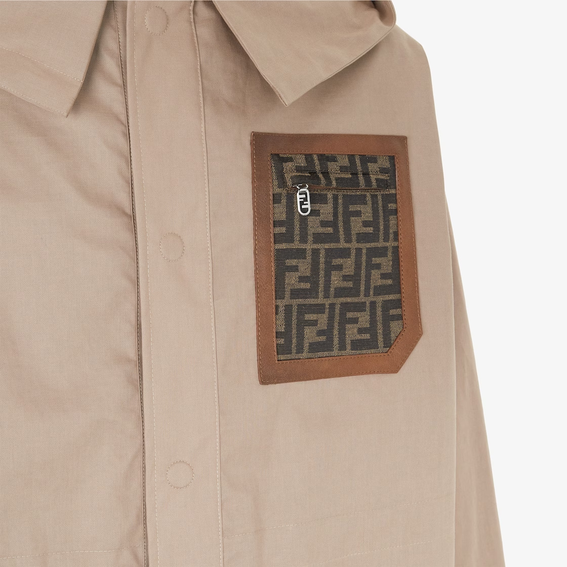Fendi Logo Detailed Hooded Parka Jacket In Nude