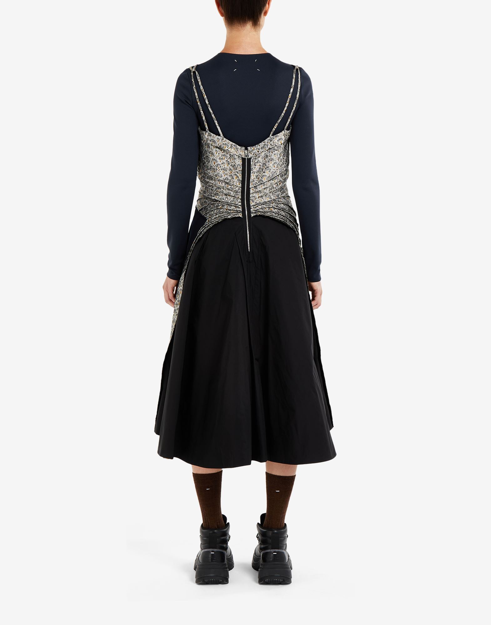 Maison Margiela Floral-embroidered A-line Dress In Black
