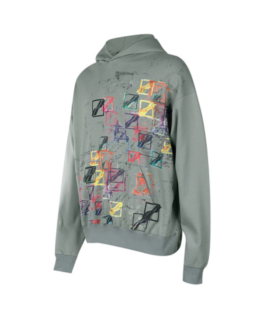 We11 Done Abstract Print Hoodie In Gray