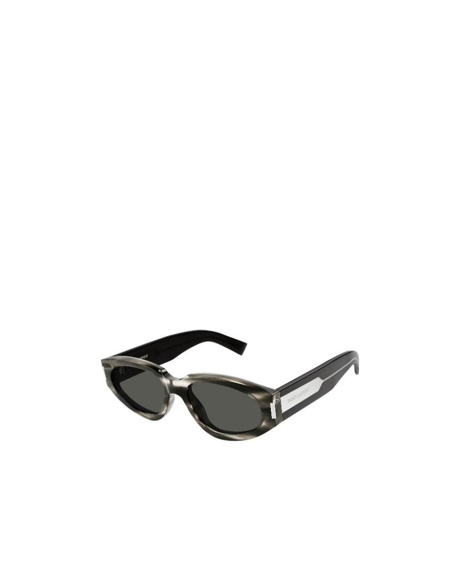 Saint Laurent Tortoiseshell-effect Oval-frame Sunglasses In Black