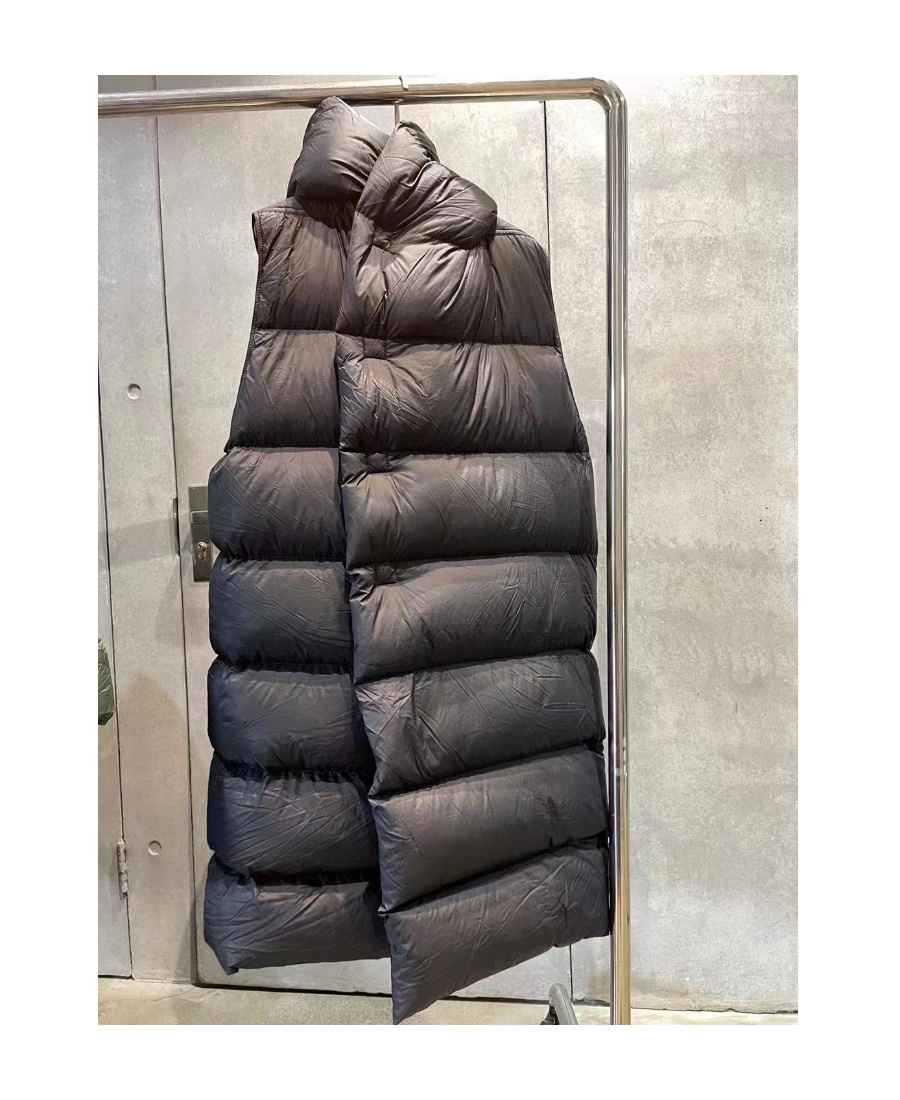 Rick Owens Long Sleeveless Down Vest In Black