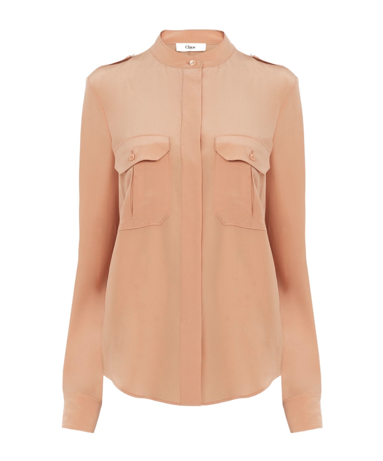 Chloé Classic Crepe Chine Shirt In Nude